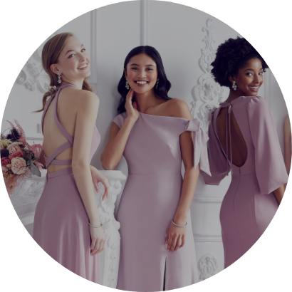 Model wearing a bridesmaids gown