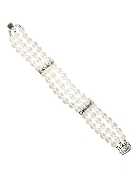 Triple Cultured Pearl And Diamond Bracelet, 14K Yellow Gold – Fortunoff  Fine Jewelry