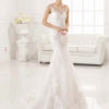 Mermaid bridal gown with lace accents from Rosa Clara
