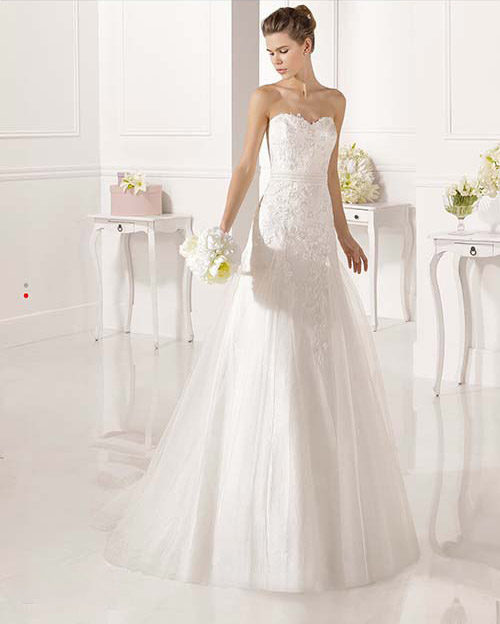 Strapless elegant bridal gown from Rosa Clara