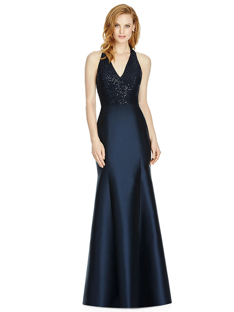 Studio Design Collection 4514 Full Length Halter V-Neck Bridesmaid Dress