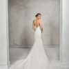 Mermaid-style lace wedding dress with sweetheart neckline.