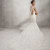 Mermaid-style lace wedding dress with tattoo-effect back.