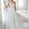 A-line lace wedding dress with sweetheart neckline.