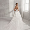 A-line lace wedding dress with sweetheart neckline.