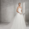 Princess-style beaded lace and tulle strapless wedding dress.