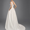 Classic-style piqu_ wedding dress with bateau neckline, V-back and bow at waist.