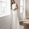 Classic lines with a low-cut back. Wedding gown for the bride who loves tradition.