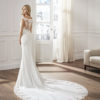 Wedding Gown - Sleevless, deep cut lace back with clasic lines.