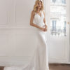 Bridal Dress - Sleeveless gown with low-cut back covered with lace and covered buttons