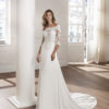 Bridal Gown - Princess neckline and elegant lace 3/4 s;eeves