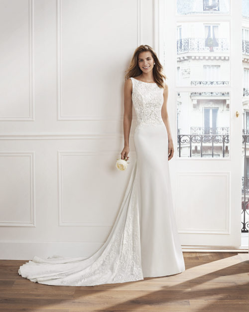 Bridal Gown - Sleeveless with exquisite lace detail.