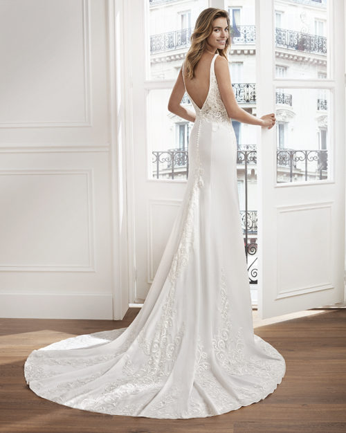 Bridal Gown - Sleeveless with exquisite lace detail.