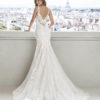 BRIDAL GOWN - Lace shoulder straps with semi-low-bavk adorned with lace.