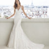 BRIDAL GOWN - Lace shoulder straps with semi-low-bavk adorned with lace.