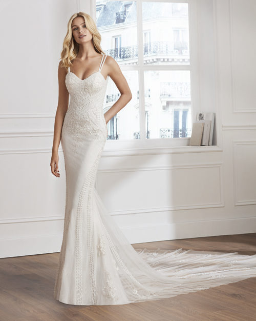 Bridal Gown - Sleeveless with low cut back. Elegant classic design