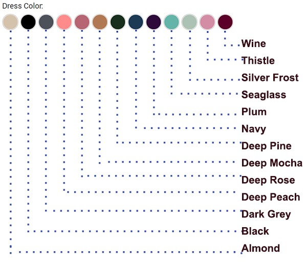Color Chart for Bridesmaid Dress 1900