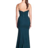 High neck halter dress with pleats and fit & flare skirt with slight train.