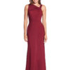 STYLE: 1905 Draped asymmetrical neckline stretch crepe gown with A-line skirt.