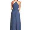 V-neck dress with spaghetti strap bodice detailing and A-line skirt.