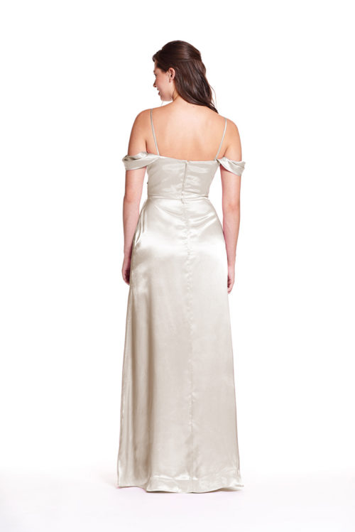 Bridesmaid dress Off the shoulder pleated sweetheart bodice with pleated skirt.