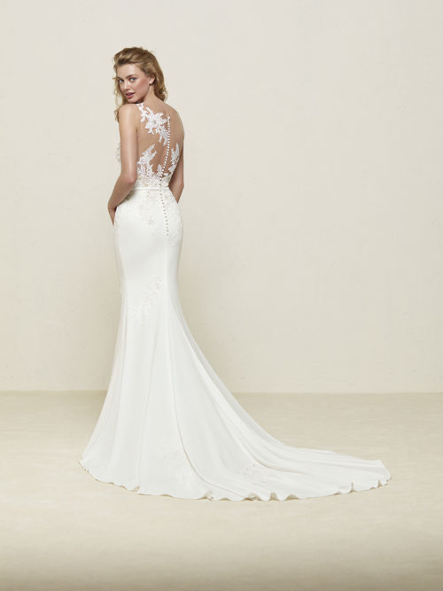 Bridal Gown In-stock and can ship within days Off White A-line Sweetheart neckline Crepe/lace Crystals