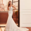 LENOX Mermaid-style wedding dress in lace and dot tulle with beading, sweetheart neckline and back with round opening.